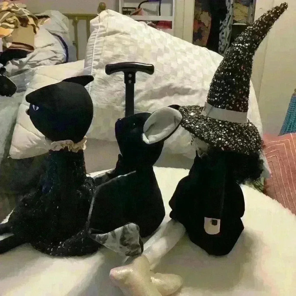 Halloween shelf sitting dolls cat bar witch handmade - Picture 12 of 15